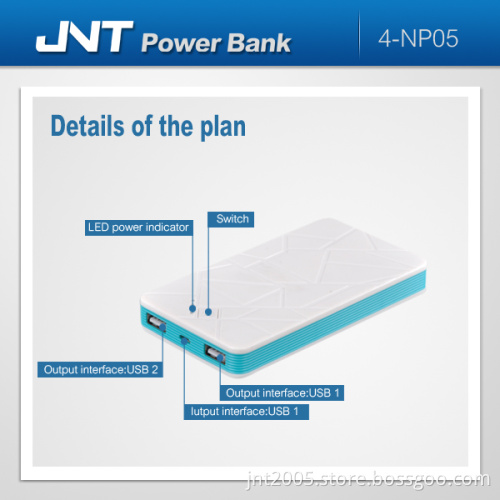 Ultra-Thin Design 6000mAh 2 USB Output Mobile Phone Power Supply
